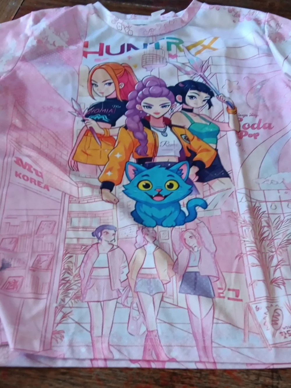 Kids Pink Cartoon Character Short Set - Huntrix Demon Hunters